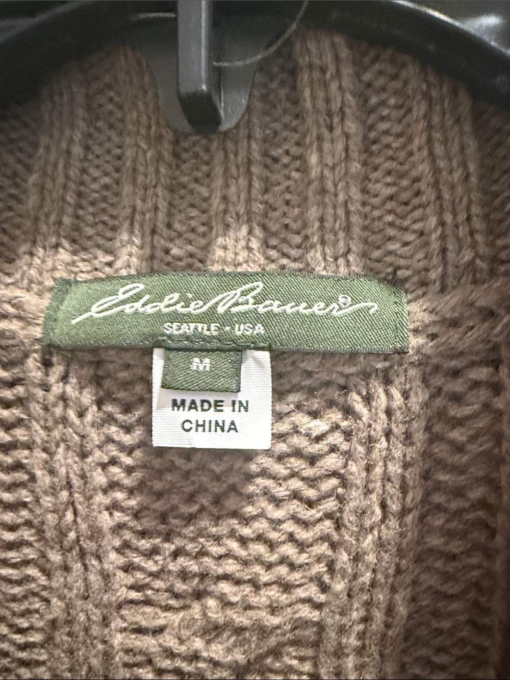 Eddie Bauer Taupe Cable-Knit Short Sleeve Cardigan Vest - Picture 2 of 4